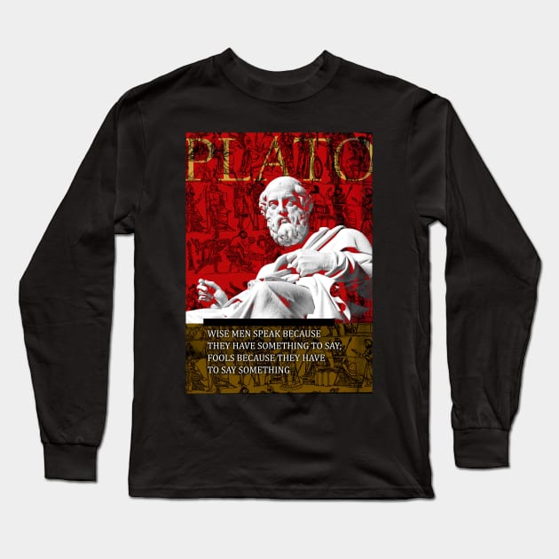 Plato Philosophical/Motivational Quote on Wisdom 2 Long Sleeve T-Shirt by pahleeloola